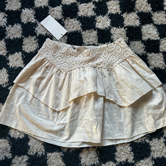 ZARA EMBROIDERED EYELET MINI SKIRT - Picture 3 of 4